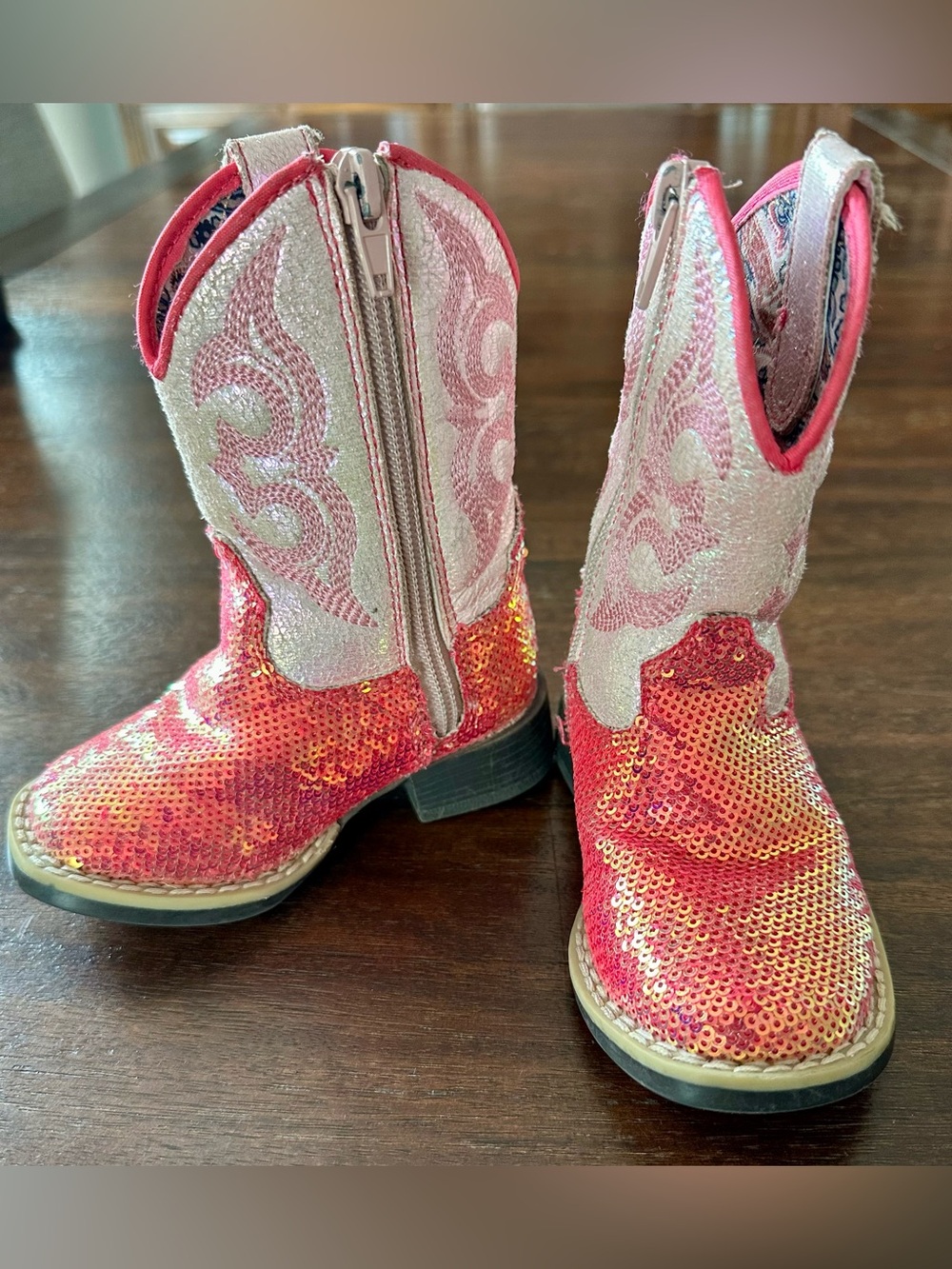 Twister Pink Sequin Cowboy Boots Toddler size 4 - Picture 3 of 5